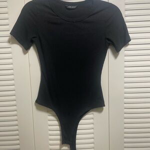SHEIN Black Ribbed Bodysuit